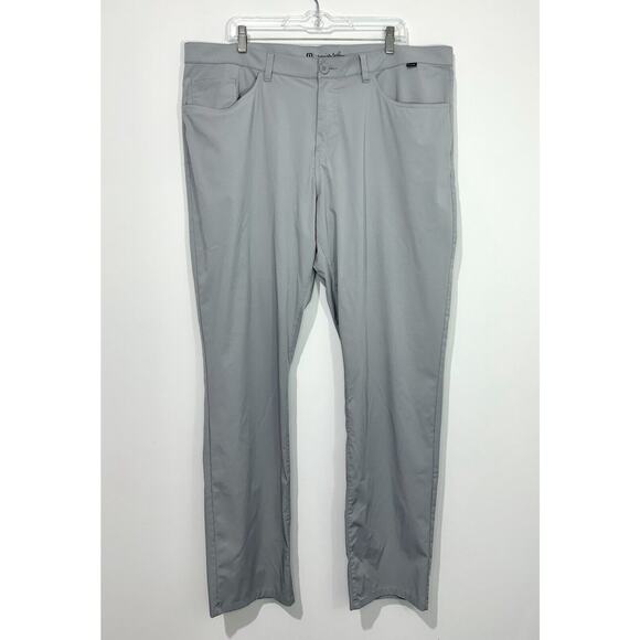 Travis Mathew Pants Mens 40 Light Gray Zip Fly Pockets Lightweight Logo - Picture 1 of 6